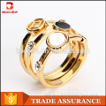 Alibaba new design18 carat gold jewelry fashion three pcs finger ring dubai gold plated engagement ring sets